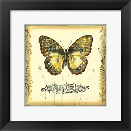 Framed Butterfly and Wildflowers II Print