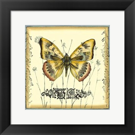 Framed Butterfly and Wildflowers IV Print