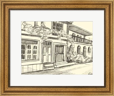 Framed B&amp;W Sketches of Downtown III Print