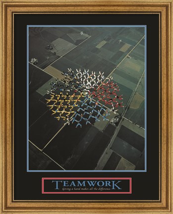 Framed Teamwork-Skydivers Print