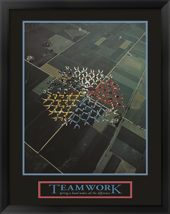 Framed Teamwork-Skydivers Print