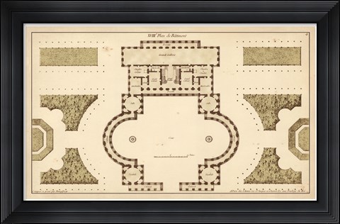 Framed Antique Garden Plan II Print
