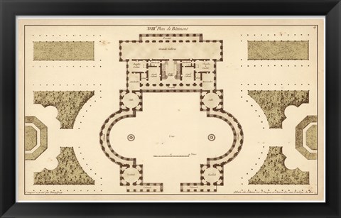 Framed Antique Garden Plan II Print