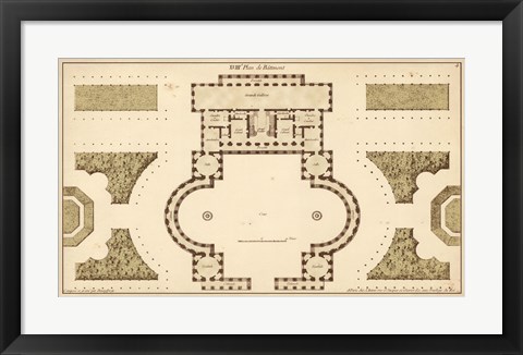 Framed Antique Garden Plan II Print