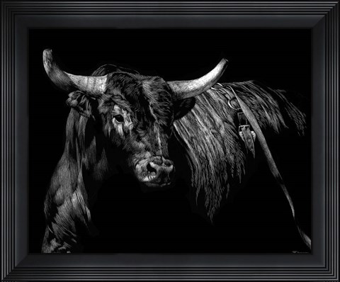 Framed Brindle Rodeo Bull Print