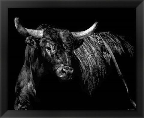 Framed Brindle Rodeo Bull Print