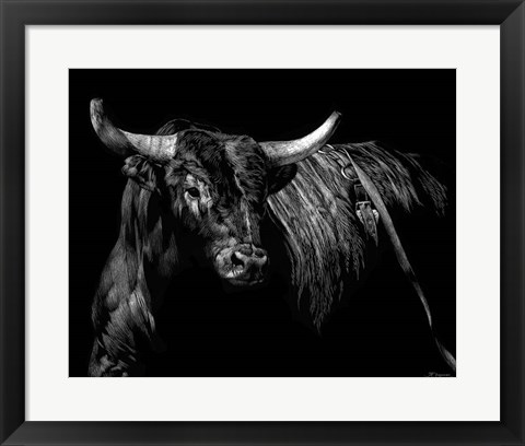 Framed Brindle Rodeo Bull Print