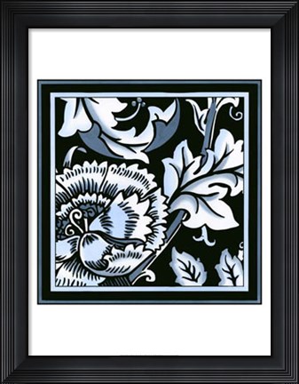 Framed Blue &amp; White Floral Motif III Print