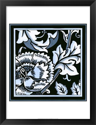 Framed Blue &amp; White Floral Motif III Print