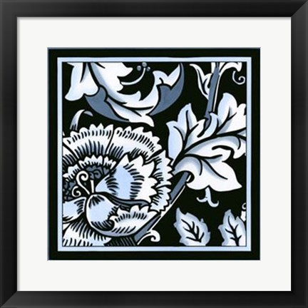 Framed Blue &amp; White Floral Motif III Print