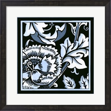 Framed Blue &amp; White Floral Motif III Print