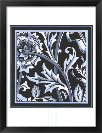 Framed Blue &amp; White Floral Motif IV Print