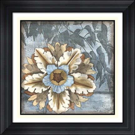 Framed Rosette with Leaves II Print