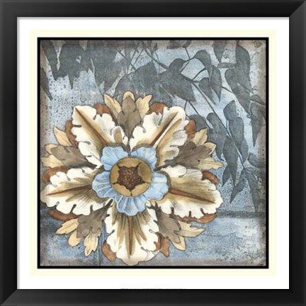 Framed Rosette with Leaves II Print