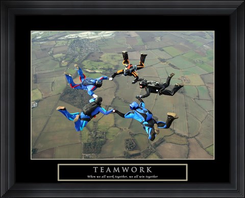 Framed Teamwork-Skydivers II Print