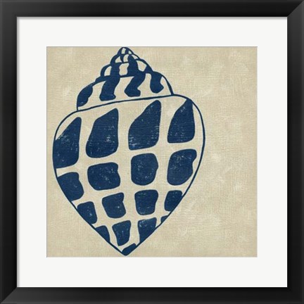 Framed Indigo Shell I Print