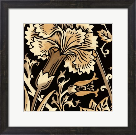 Framed Neutral Floral Motif I Print