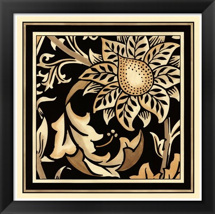 Framed Neutral Floral Motif II Print