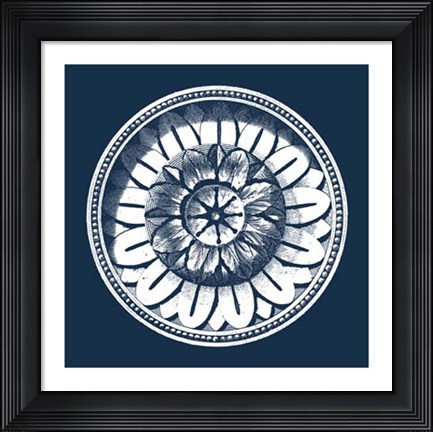 Framed Classic Medallion on Navy IV Print