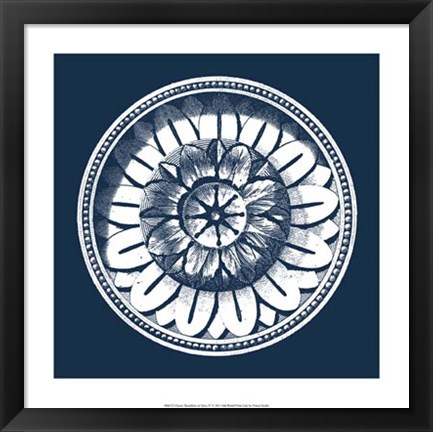 Framed Classic Medallion on Navy IV Print