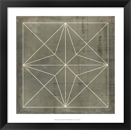 Framed Geometric Blueprint I Print