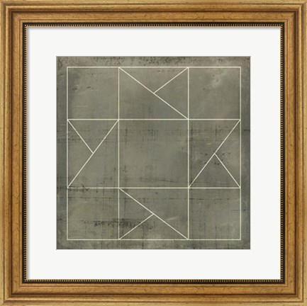 Framed Geometric Blueprint II Print