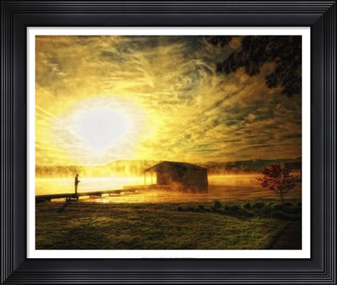 Framed Fishin&#39; on the Pier Print