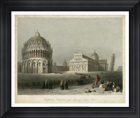 Framed Baptistry, Cathedral &amp;Leaning Tower Print