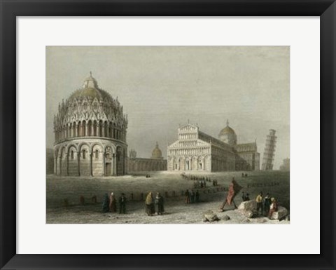 Framed Baptistry, Cathedral &amp;Leaning Tower Print