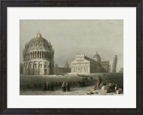Framed Baptistry, Cathedral &amp;Leaning Tower Print