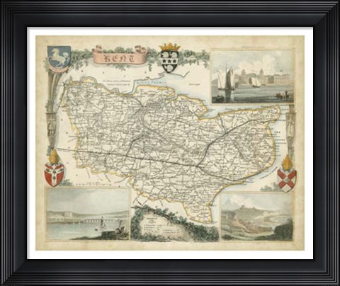 Framed Map of Kent Print