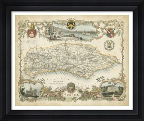 Framed Map of Sussex Print