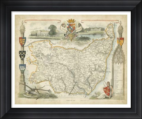 Framed Map of Suffolk Print