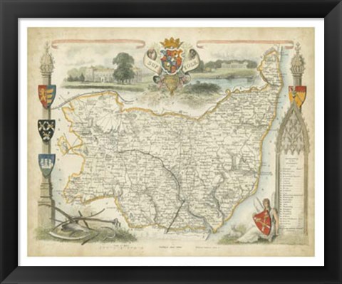 Framed Map of Suffolk Print