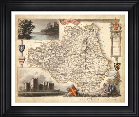 Framed Map of Durham Print