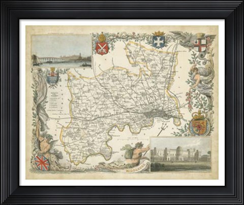 Framed Map of Middlesex Print