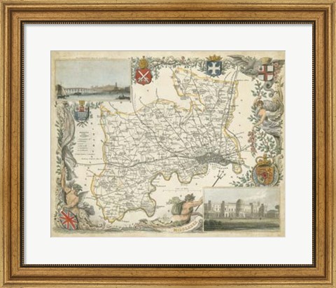 Framed Map of Middlesex Print