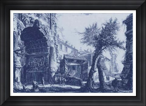 Framed Antique Blue View II Print