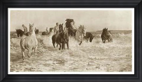Framed Horses Bathing Print