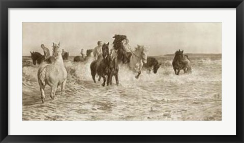 Framed Horses Bathing Print