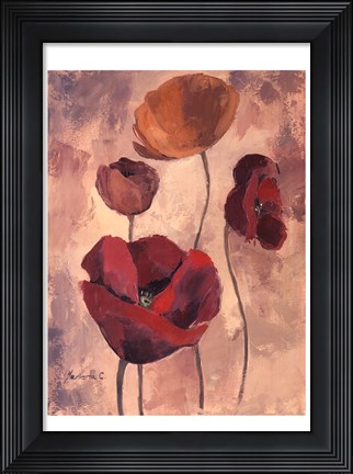 Framed Textured Poppies I Print