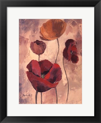 Framed Textured Poppies I Print