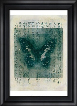 Framed Butterfly Calligraphy I Print