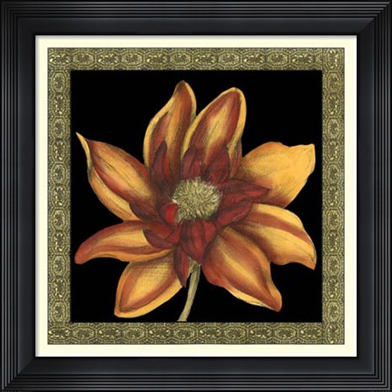 Framed Patterned Flowers I Print