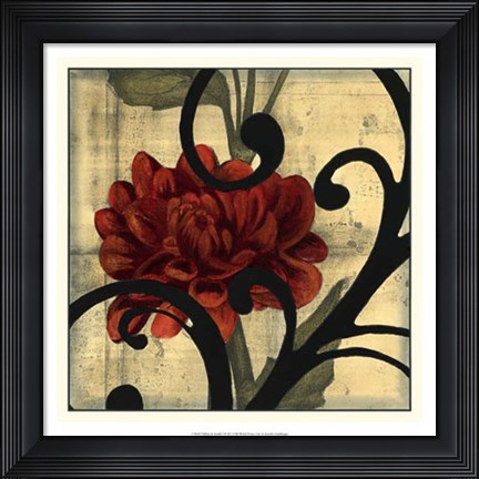 Framed Dahlias &amp; Scrolls I Print