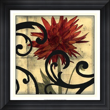 Framed Dahlias &amp; Scrolls II Print