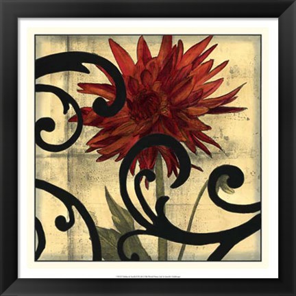 Framed Dahlias &amp; Scrolls II Print