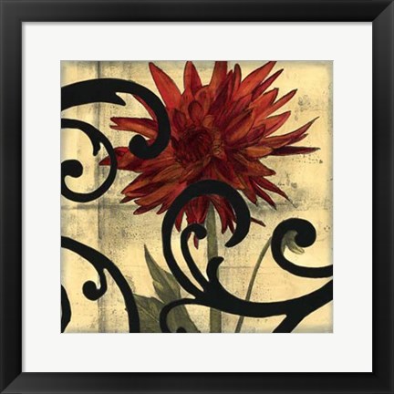 Framed Dahlias &amp; Scrolls II Print