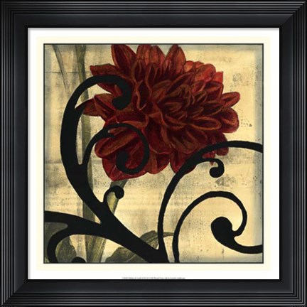 Framed Dahlias &amp; Scrolls III Print