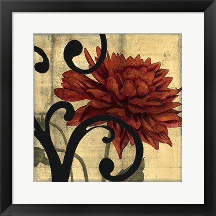 Framed Dahlias &amp; Scrolls IV Print